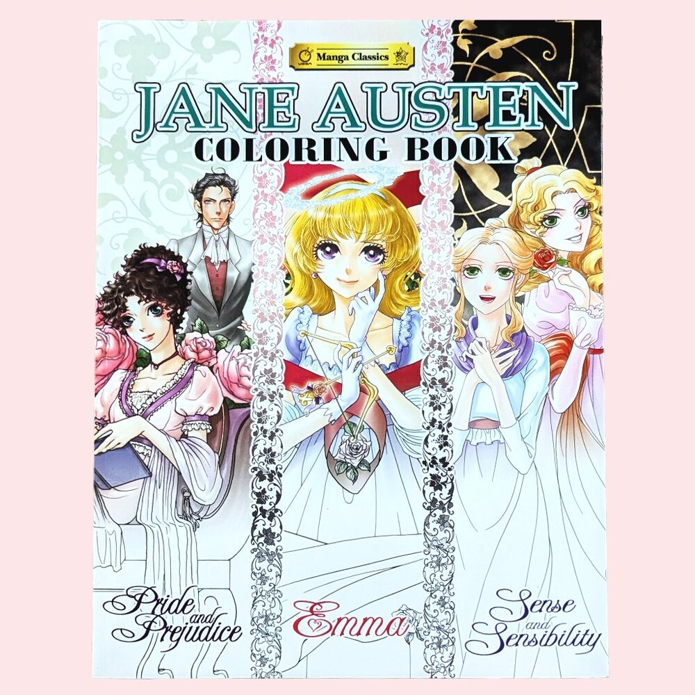 Jane Austen Coloring Book with Pride and Prejudice manga anime art NWOT